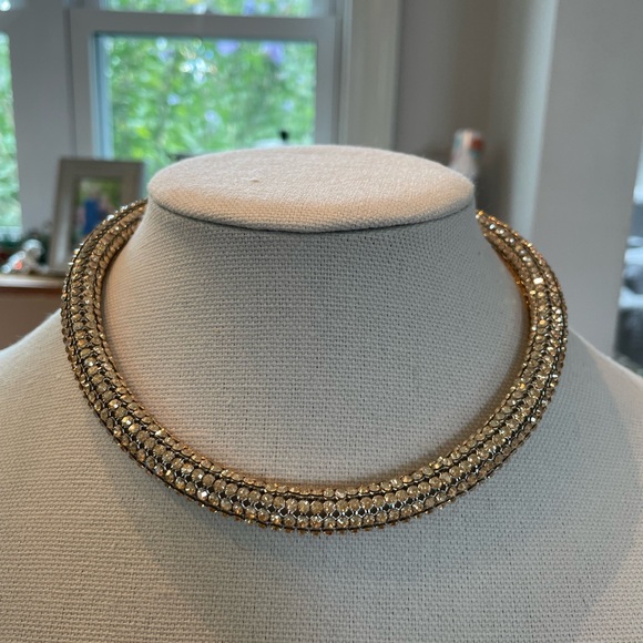 Atelier Swarovski Jewelry - Atelier Swarovski, designed by Christopher Kane crystal mesh choker - golden